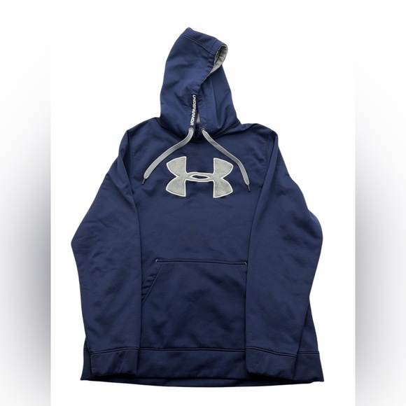 Under Armour Other - Under Armour Navy Blue Hoodie Pullover Logo XL Loose Fit